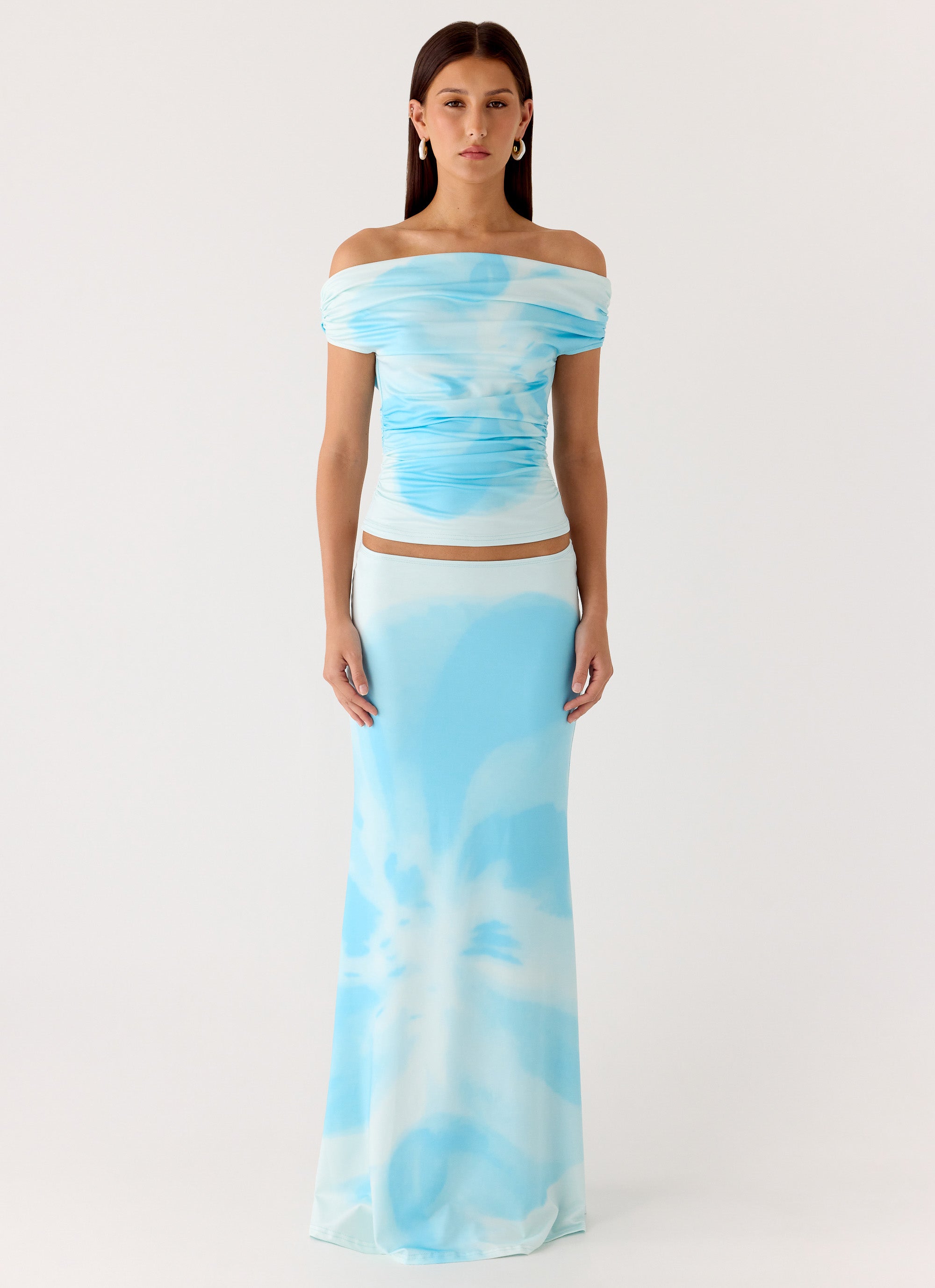 Moka Off Shoulder Top - Blooming Blue